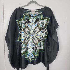 Soulmates Kimono Pullover Satin Lightweight Tie Waist Boho Fairy Womens L